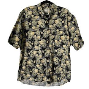 Crossings Tropical Hawaiian Pineapple Monstera All Over Print Button Down